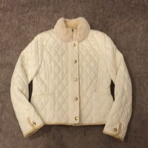 Coach quilted jacket with rabbit fur collar